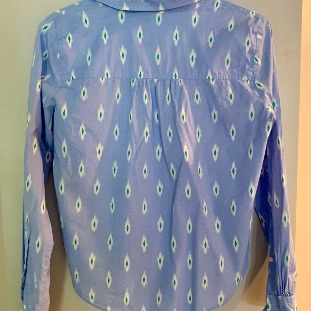 J.Crew Light Blue and Green Patterned Shirt - XS